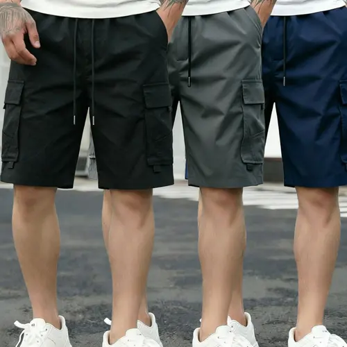 Men's Street-Style Multi-Pocket High-Capacity Cargo Shorts - Comfortable, Stylish, Lightweight, Breathable, Athletic Casual Outdoor Men's Shorts for Everyday Wear, Holiday Gift (Beige), Polyester Clothes, Carry More Daily