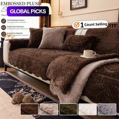 Embossed Plush Sofa Cover, Removable Sofa Cover, Thick Non-Slip Pet-Friendly Couch Protector, Multi-Color Sofa Covers for 2–3-Seater Sofas in Living Room or Bedroom #GLOBAL PICKS