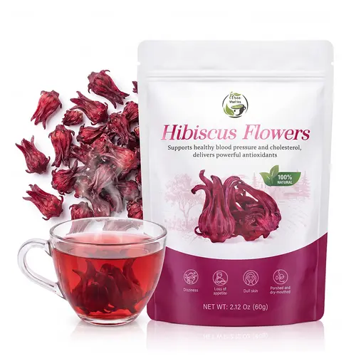 iTREE Organic Hibiscus Whole Flowers Loose Leaf Beverage - Sugar Free, Refreshing, Non-GMO, Caffeine Free, Supports Women's Health, Skin Glow & Metabolism (60g/pack), Back to School