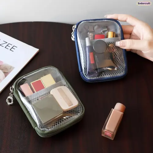 Women's Partitioned Mini Makeup Bag - Built-in Organizer, Zipper Closure, Portable Toiletry & Makeup Products Holder, Ideal for Airplane Travel & Daily Use, Synthetic Fashion Accessory Gift, Gifts For Women,sohochic