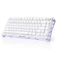 GravaStar Mercury K1 Opaline White 75% Wireless Creamy Keyboard, Mechanical PC Accessory, Aluminum Alloy Design, Jelly-Layer Keycaps, Custom Linear Switches, Gasket Hot-Swap Socket, RGB Backlit, Linux Compatible, for Gaming & Everyday Use, Gamer Stuff