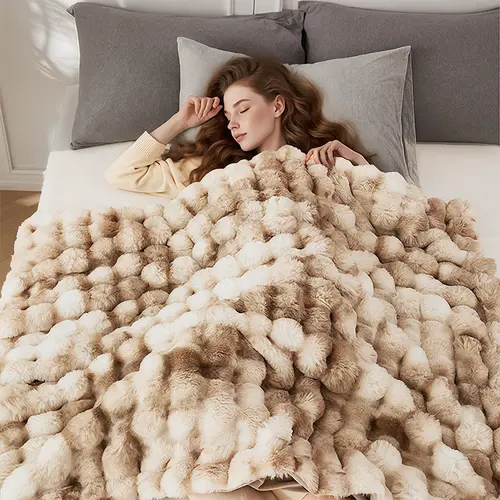 【FallPickDeals 】ROSEKIND Fluffy Weighted Faux Rabbit Fur Blanket, Thick Warm Christmas Blanket Gifts,The  Blanket  For Stress & Anxiety,Soft  Warm marshmallow Comforter,soft elastic breathable, Back To School Haul, Weighted Blanket,sohochic