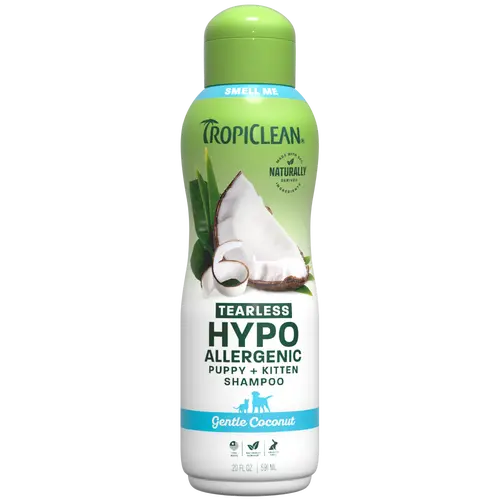 TropiClean Gentle Puppy Shampoo, Dog Shampoo for Allergies & Sensitive Skin, Made in USA, Gentle Coconut Scent, Safe for Cats & Kittens, 20oz