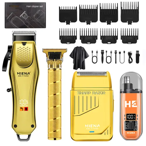 HIENA  Professional Hair Trimmer Set for Men, Cordless Hair Trimmer, Beard Trimmer, Foil Shaver, Nose Trimmer Set, Complete Electric Hair Cutting Kit with 8 Guide Combs tiktokshopbacktoschool