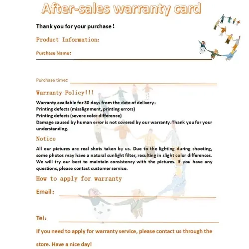 Home Decor Poster, Warranty Card, Thank You Card Set for Home Supplies