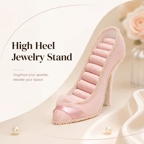 Resin-Only High Heel Jewelry Stand - 12*13cm Lightweight Home Organizer Box for Jewelry Organization, Bedroom Accessory Storage, Elegant Home Decor, Durable Display Rack, Unique Gift Idea