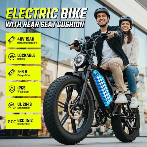 Summervibes TST X6 Steel Frame Mountain Ebike - 1500W Fast-Charging All-Terrain E-Bike, Dual Battery, Fat Tire, Full Suspension, 60-120 Mi Range, 28MPH, 420LBS Capacity