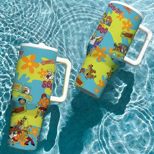 1 Pc 40oz Insulated Mug, Large Capacity Vacuum Cup, Double-Wall Leakproof Insulated Drinkware Tumbler with Handle and Lid, Skinny Design for Hot & Cold Drinks, Keeps Hot 12h Cold 24h, Ocean Print, Beach Summer Gift for Daily Use