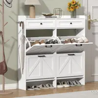 Shoe Cabinet with 4 Flip Drawers & 2 Storage Drawers, Rustic Farmhouse Narrow Shoe Organizer Cabinet, Slim Shoe Rack Cabinet, Shoe Storage Cabinet for Entryway, Hallway, Front Door fathers day gift ideas