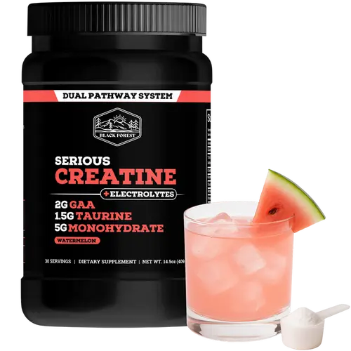 Black Forest Serious Creatine™ 10000mg Fitness Training Supplement Powder - Electrolyte Mix, Minerals, Taurine, ATP Energy Boost, Stimulant-Free Protein Support, Cellular Stability, Multi-Active, GAA, No Loading Phase for Fitness Goals