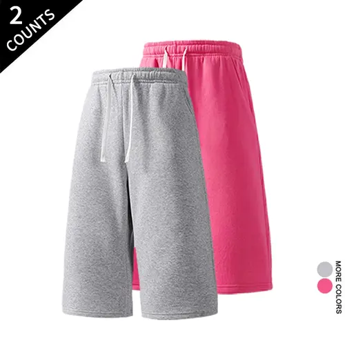 Men's 2-Pack Knee-Length Sweat Shorts, Soft Basic Oversized Activewear, Casual Drawstring Sporty Chic Bottoms