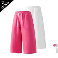 Men's 2-Pcs Set Baggy Sweat Shorts - Knee-Length Polyester Clothing with Loose Drawstring Waistband, Deep Side Pockets, Casual Streetwear Male Clothing for Daily Wear