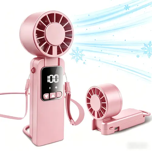YeeWhale Portable Handheld Fan, 6000mAh Rechargeable Mini Personal USB Fan with LED Display & Foldable Design, 199-Speed Powerful Battery Operated Travel Fan for Women, Outdoor, Office