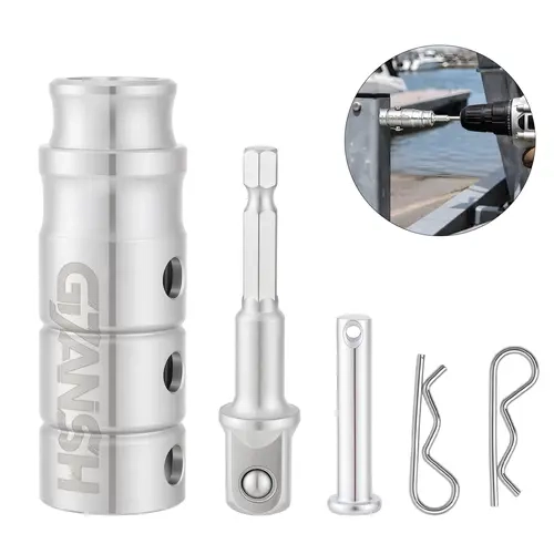 GJANSH Trailer Jack Drill Adapter, 1-in Drive Shaft Compatible, 1/2-in Socket Bit, Heavy-Duty for RV Campers, Dump Trailers, DIY Projects,toolupgrade