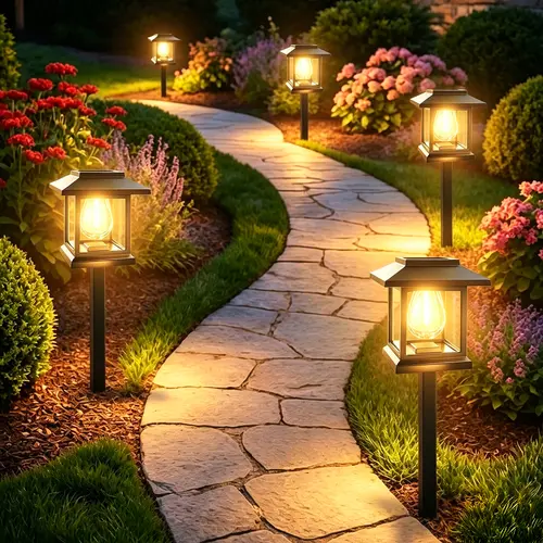 Black Waterproof Solar Pathway Lights - Outside Patio & Landscape Lighting for Walkway, Lawn, Garden Décor, Camping Essentials, Camping Gear, Outside Patio Lights, Solar Powered Lighting, Outdoor Deck Lights, Light Posts For Outside,sohochic