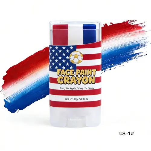 Patriotic Red White Blue Bold Non-Toxic Cruelty-Free Waterproof Sweatproof Lightweight Compact Gentle Cosmetic Face Paint Stick Tube with Twist Knob for Lines - Sensitive Skin Adults, 4th of July - Beauty & Personal Care Body Makeup Crayon Accessory