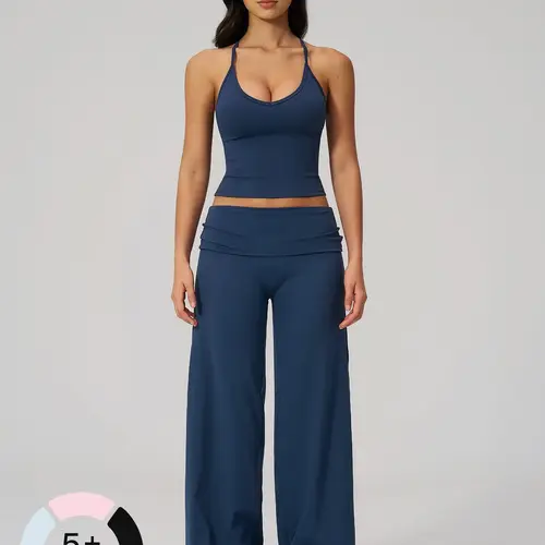 Tight-Fitting Sportswear Set, Comfortable Backless Yoga Co-ord Set, Versatile Casual European Style, Athletic Workout Set, Activewear Workout Set, Activewear Yoga Fitness