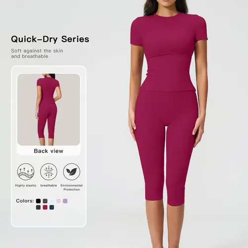 Breathable Tight Yoga Set, High Waist Quick-Dry Fitness Wear, Versatile Capris Pants, Sporty for All Seasons