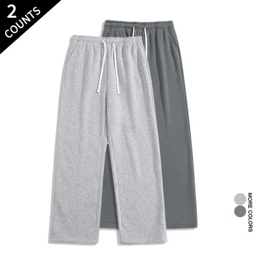 2-Pack Men's Relaxed Fit Sweatpants Wide Leg with Deep Side Pockets