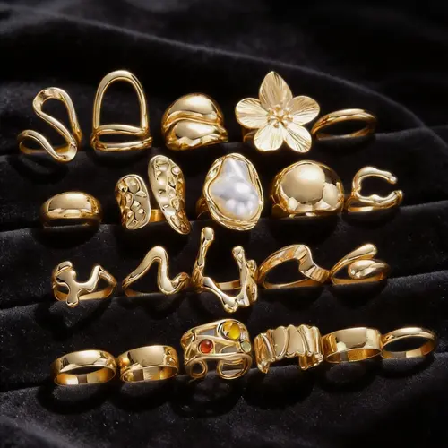 21-Piece Floral Ring Set, Elegant Vintage Geometric Rings, Stackable Jewelry for Women, Statement Multi Ring, Beautiful Rings, Perfect for Parties, Dates, Birthdays, Gifts