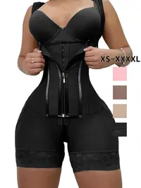 Colombian Faja Women's Shapewear Bodysuit with Zipper, Waist Cinching Shapewear, High Waist Tummy Control Belt, Plain Casual S-Type, All Seasons Training Garment