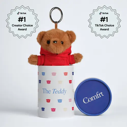 Comfrt | Teddy Bear Keychain | Soft Plush Bear Keychain With Mystery Color Removable Comfrt Hoodie