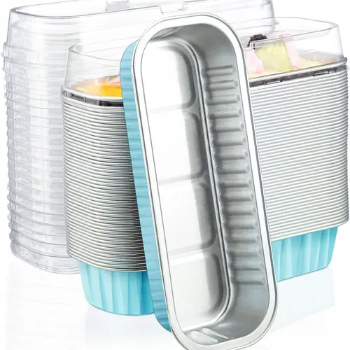 Disposable Aluminum Foil Bakeware Cups with Cupcake Carry Lids (30pcs, 6.8oz/200ml, 6.5"x2.5"x1.2") - Oven-Safe Pans, Sturdy Thick Mini Ramekins for Desserts, Self-Standing, Tight-Sealing, Dish-Friendly, Box-Free Carry, Party Use, Indoor & Outdoor Ready,s
