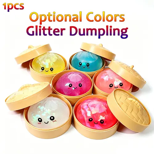 Glitter Dumpling Squishy with Box - Squishies Soft Fidget Sensory Toy for Stress Relief & Decompression, Party Bag Gift for Festive Occasions, Mid-Year Sale Restock Deal, Tactile Squishy Play, Decompression Squeeze,sohochic