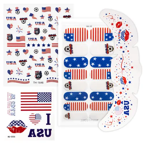 MelodySusie Soccer-Themed Nail Gel Strips, Nail Stickers & Face Temporary Tattoos, Waterproof Party Supplies Gameday FanGlow Kit #DealsForYouDays