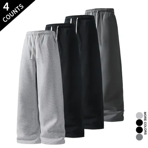 Mens Clothing Men's Pants 4-Pack, Baggy Drawstring Wide Leg Long Flowy Sweatpants with Pockets, for Daily & Gym Use, Gifts for Boyfriend