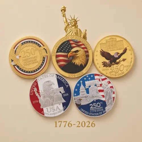 5PCS 250th US Anniversary Commemorative Coin Set 250 Years of American Independence , 1776-2026 Limited Edition Historical Collectible Gift
