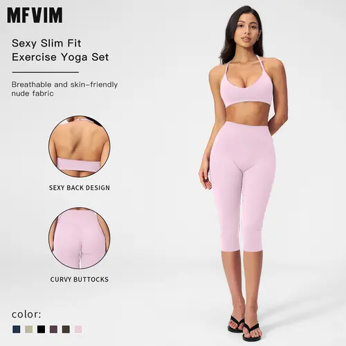 MFVIM Women's 2 Piece Athleisure Yoga Set European American Style, Quick Dry, Tight Fit, Summer Workout & Gym Sets for Women, Fashion Casual Versatile Fitness Wear,summerwins,travel essentials,camping essentials,sohochic