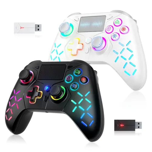 Summerwins Multi-Platform Wireless Gaming Gamepad Accessory with RGB Mood LED Lights, Trackpad, 3.5mm Headphone Jack, Compatible with PS5, PS4, PS3, Switch, PC,sohochic