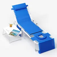 3-in-1 Ergonomic Garden Bench with 5-Position Backrest, Removable Cushion, Easy Fold Side Table, Face Hole - Outdoor Beach Chairs for Poolside, Patio, Max Load 150 kg
