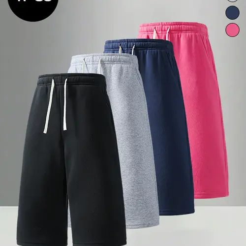 4-Pack Men’s Summer Sports Shorts — Breathable shorts for running, workouts, fitness, and everyday casual wear; 7/8 length men’s shorts