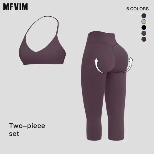 MFVIM Women’s 2-Piece Tight Quick-Dry Yoga Set - European & American Style, All-Seasons Versatile 2 Piece Sets for Gym Workout, Women's Gym Wear, Fitness Training Casual Wear,summerwins,travel essentials,camping essentials