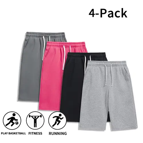 Men’s Elastic High Waist Gym Shorts - 4-Pack/2-Pack Options, Soft Comfortable Sports Shorts with Pockets, Elastic High Waist Men's Shorts