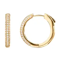 PAVOI 14K Gold Plated 925 Sterling Silver Cubic Zirconia Hoop Earrings for Women