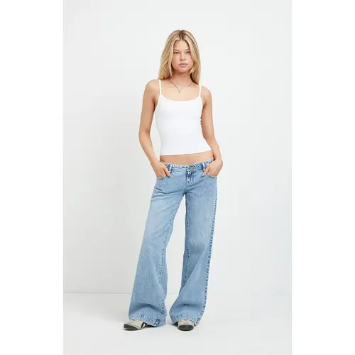 Pacsun Women's Kaia Ultimate Low Rise Baggy Jeans Stretch Light Blue