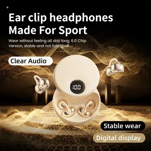 INSONIXN Open-Ear Clip Wireless Bluetooth 6.0 Headphones with Built-In Microphone & Ear Hook, Waterproof, 36H Playback, High-Fidelity Sound, Charging Function, Comfortable for Women’s Workouts & Sports, A stress relieving tool for slacking off at work