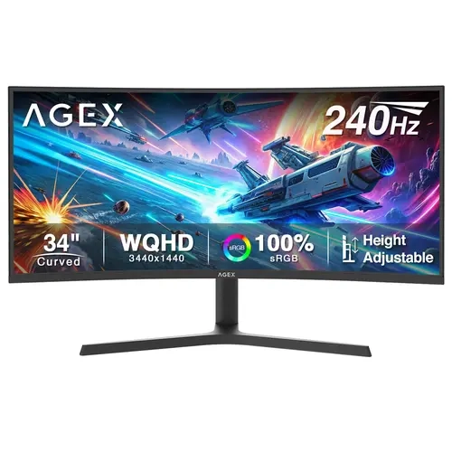 Z-Edge AG34P Edgeless Gaming Monitor, 34" 1500R Curved 21:9 WQHD 1440P 240Hz 165Hz 240hz Computer Monitors, 1ms MPRT, 16.7M Colors, 4000:1 Contrast, Height Adjustable, 2X DP, 2X HDMI