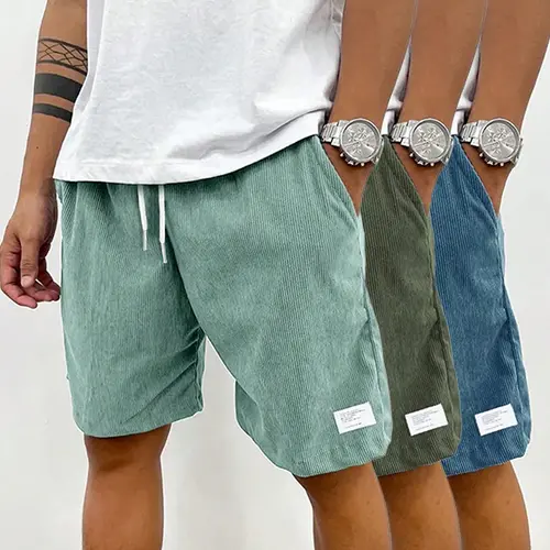 Casual Corduroy Men’s Shorts, Stylish Summer Outfits for Men’s Fashion, Breathable & Comfortable Streetwear