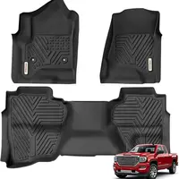 【toolupgrade】TPE Floor Mats fits 2014-2018 Chevy Silverado / GMC Sierra 1500 Double Cab, 2015-2019 Chevy Silverado / GMC Sierra 2500HD 3500HD, All Weather, Waterproof