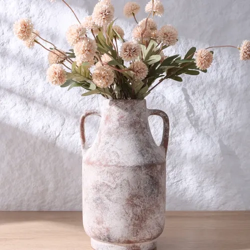 Ivydale Ceramic Handle Flower Vase, 11 in Tall Rustic Farmhouse Standing Vase - Home Decor Aesthetic House Decor for Living Room Decorations, Table Centerpieces