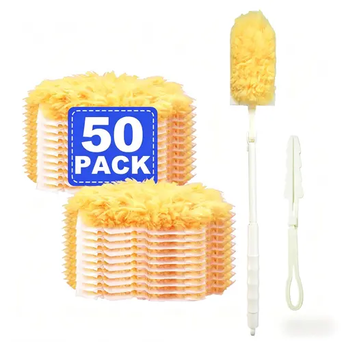 50 Pack Disposable Duster Refills, Static Dust Catcher, Bendable Head for Hard-to-Reach Places