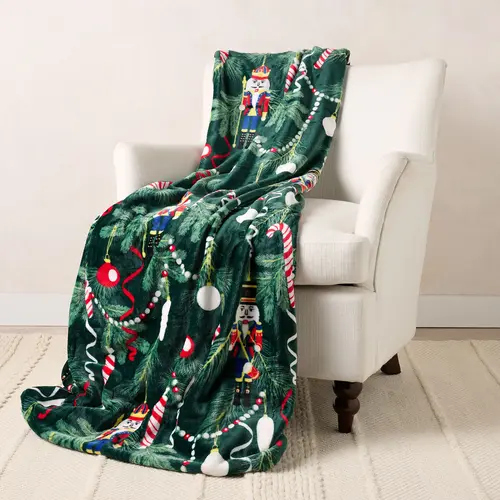 Kringle Express Oversized 60x80 Holiday Printed Throw