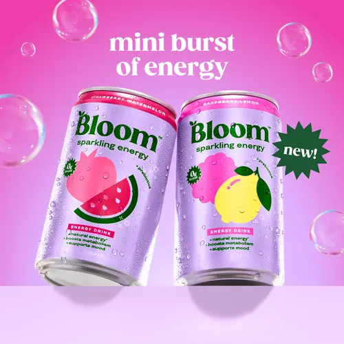 New!! Bloom Mini - Sparkling Energy Mini Cans Variety Pack, Strawberry Watermelon (6), Raspberry Lemon (6), 7.5 oz Cans, 12 pack