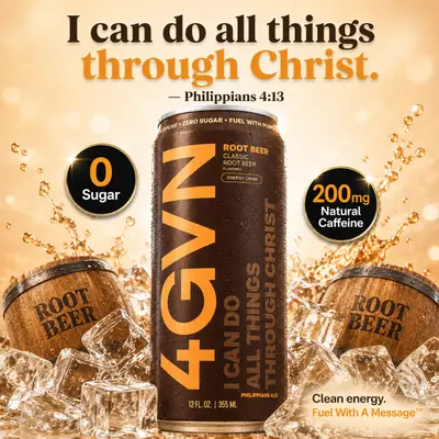 4GVN Creamy Flavor Root Beer Soda Sports Energy Drink - 0 Sugar, 200mg Clean Caffeine, Low Fat, No Artificial Flavor, Carbonated Beverage, Afternoon Boost, Daily Energy Metabolism for Active Individuals