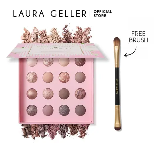 Laura Geller x Draper James Marble-ous 2PC Eyeshadow Palette & Brush Set, Makeup Collection for Eye Makeup
