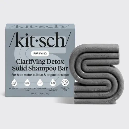Kitsch Solid Clarifying Charcoal Detox Shampoo Bar, Haircare Product for Deep Cleansing Clarifying Hair Cleaning